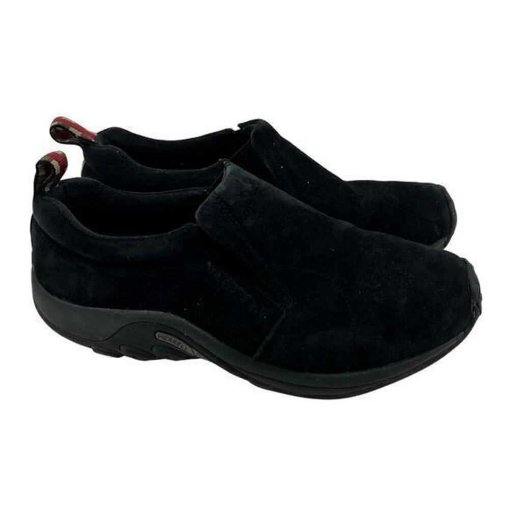 Merrell men’s size 8.5 Jungle Moc Slip On Hiking Shoes Black Suede Low Top shoe